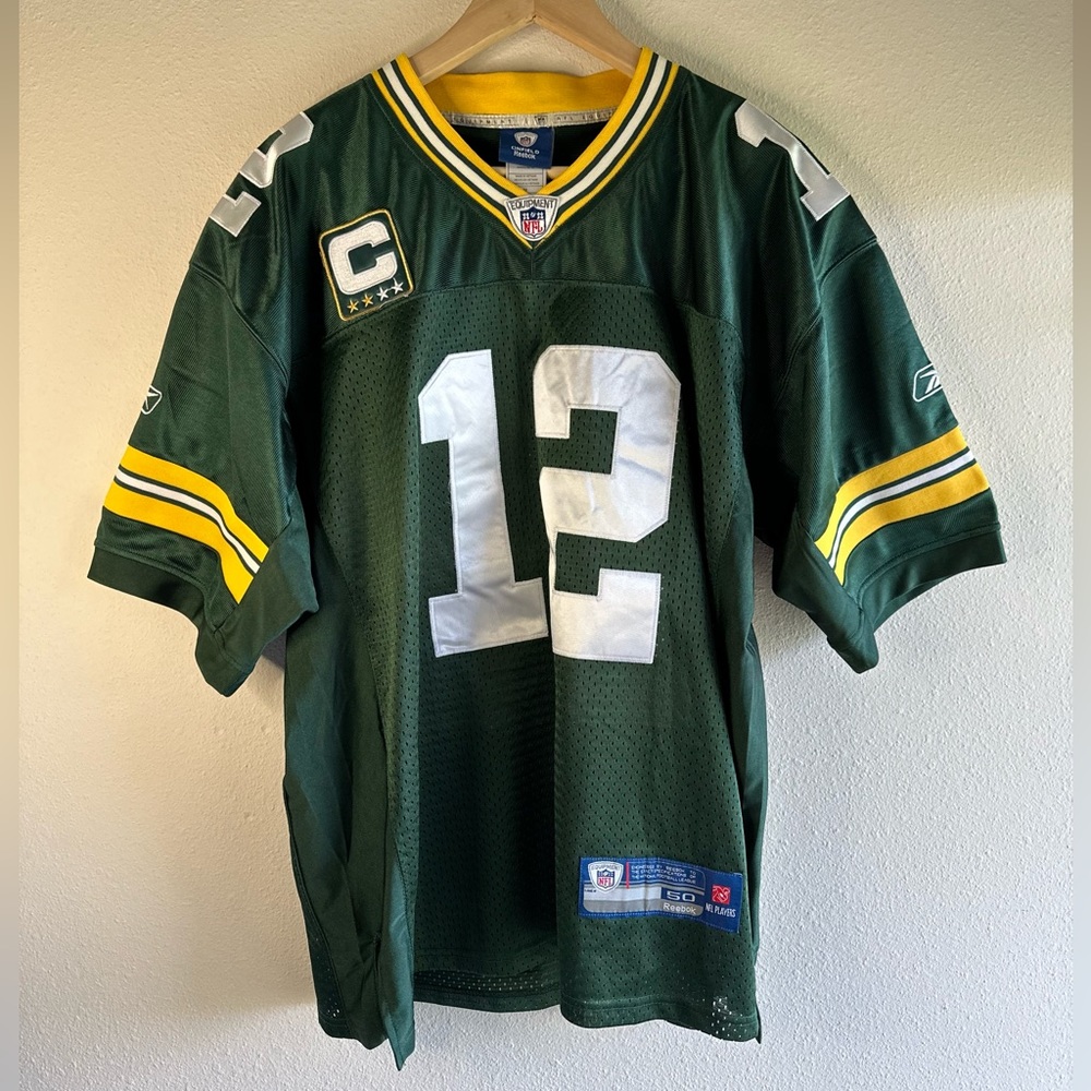 Reebok NFL Equipment AUTHENTIC Captain Aaron Rodgers PACKERS Jersey